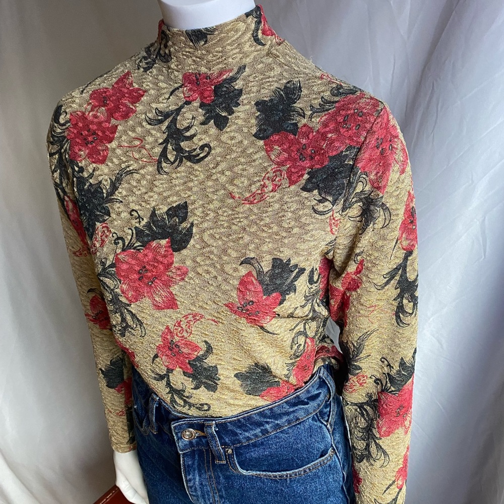 Floral printed turtle neck top